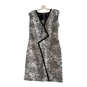 LATTORI Women Black White Zig Zag V Neck Sleeveless Dress (NWT)